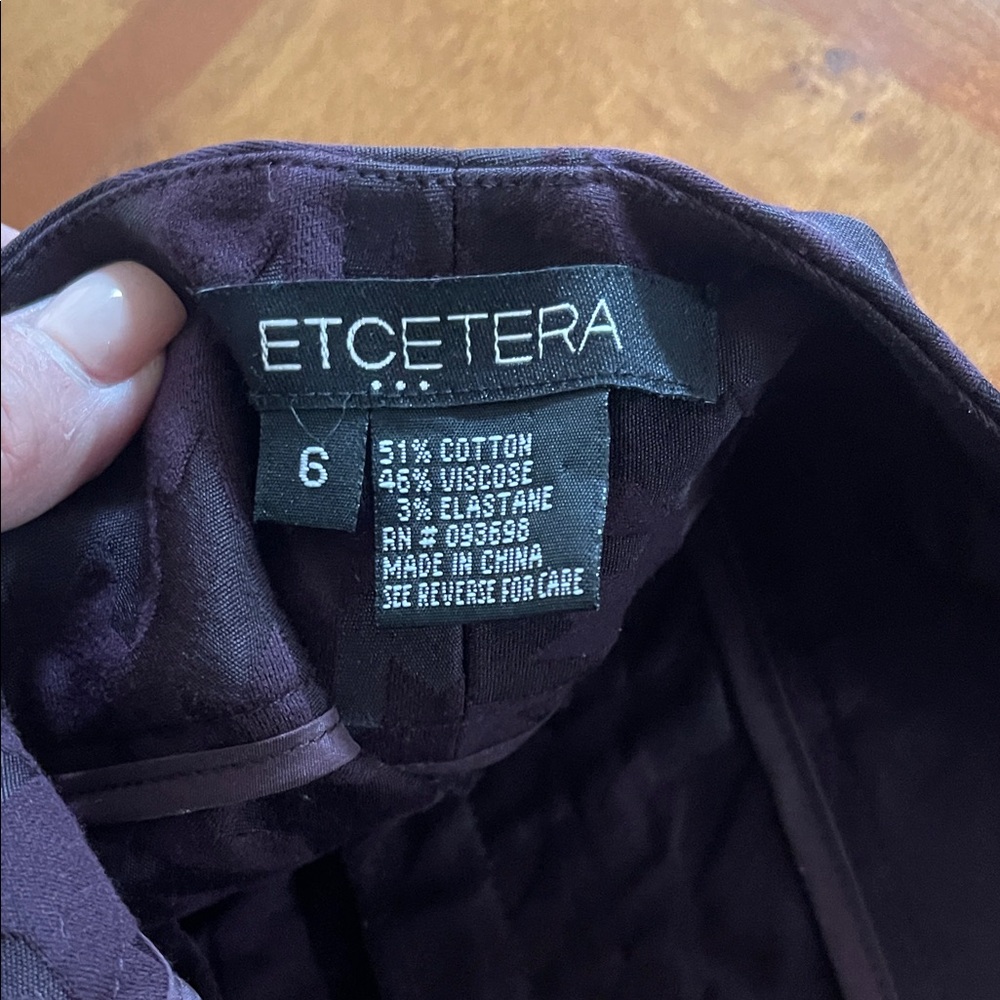 Etcetera Dark Purple Houndstooth Boot Cut Slacks - Picture 3 of 3